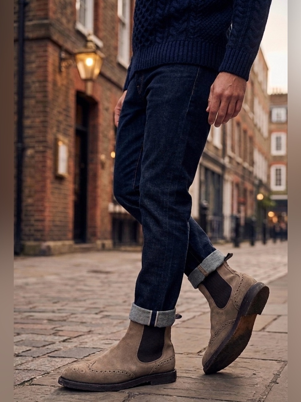 Joseph Cheaney & Sons Trent Crepe Suede Wingtip Chelsea Boots